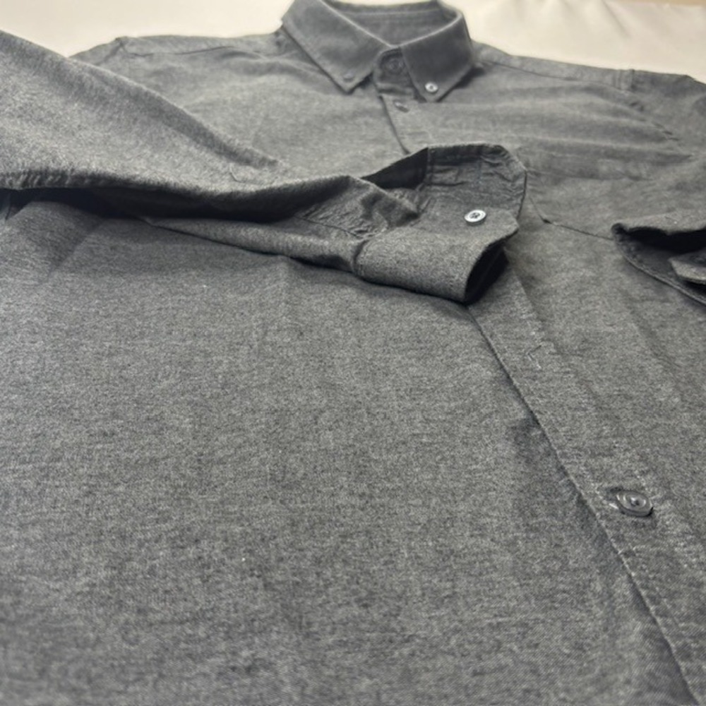 Ash & Erie Men's Gray Button Up Shirt Long Sleeve Stretch Casual Oxford Size L - Picture 3 of 11